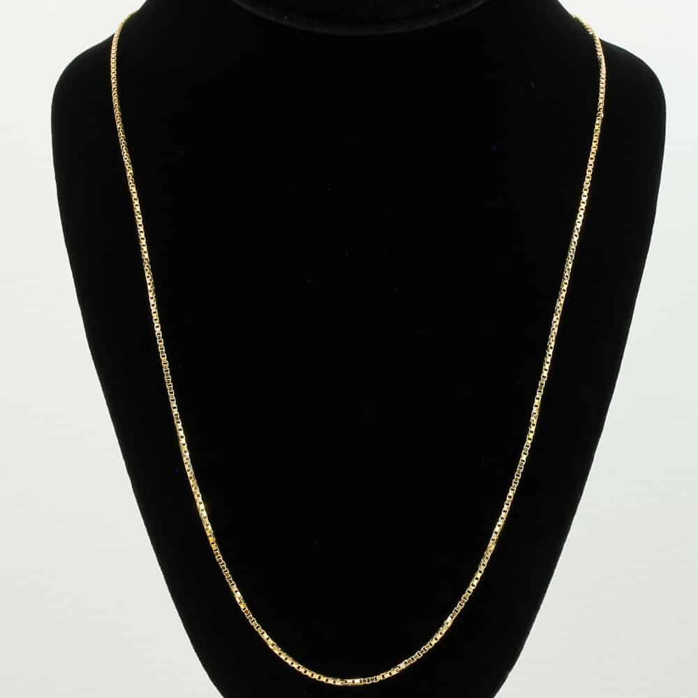 Vintage 18K Solid Yellow Gold Square Box Link Chain Necklace 18