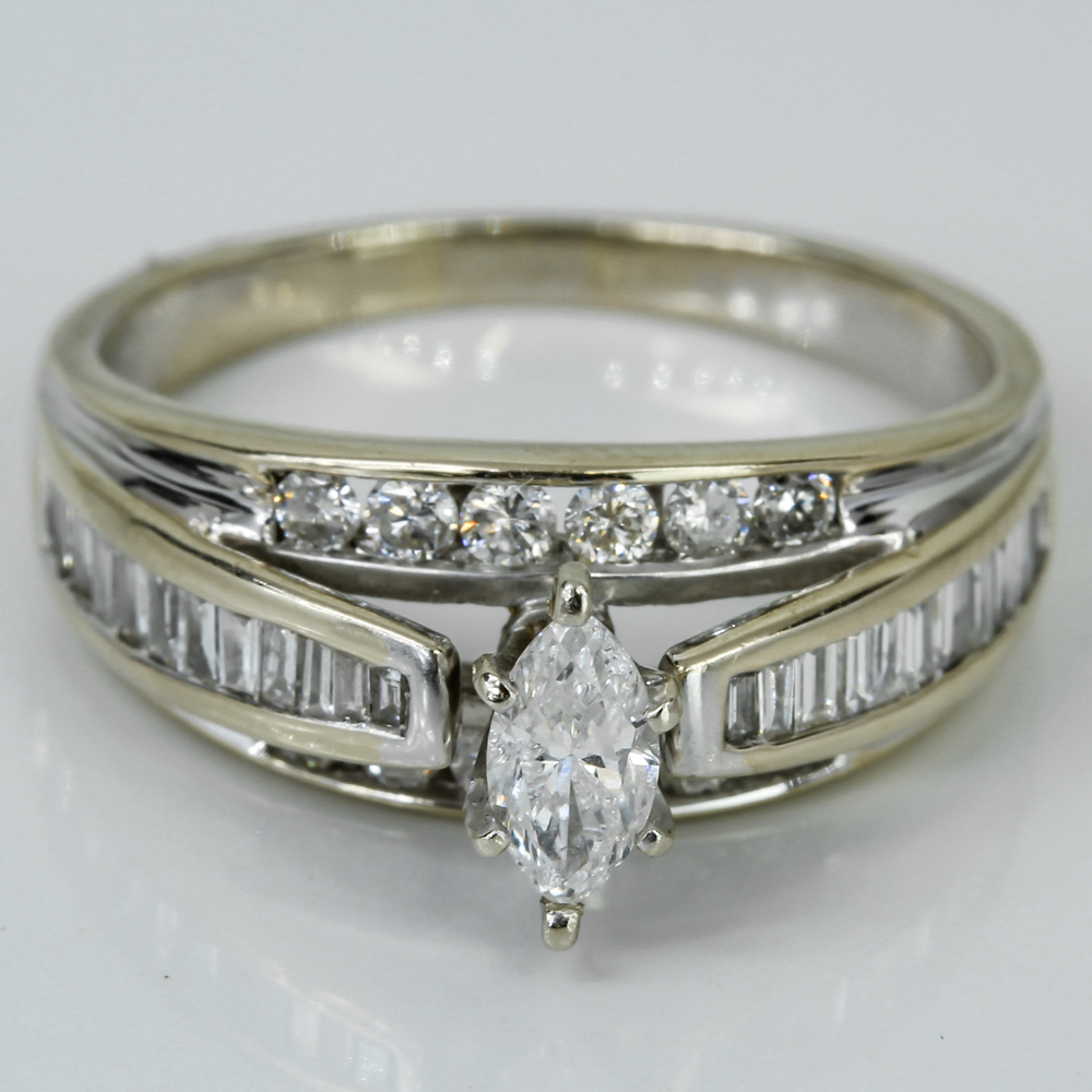 Two Row Tilted Marquise Round Diamond Anniversary Ring: Amana. -  Israel