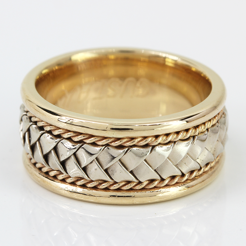 14k Tri-color Yellow, Rose, and White Gold Braided Rope Pattern Wedding  Band Ring - A&V Pawn
