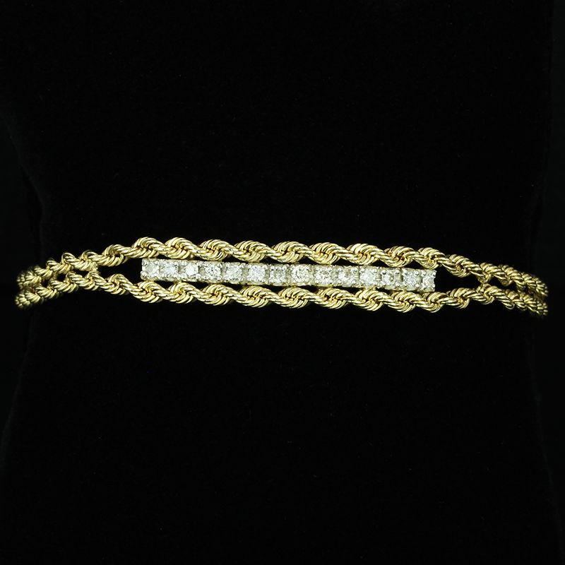 Double Chain Diamond Bracelet 14K Yellow Gold
