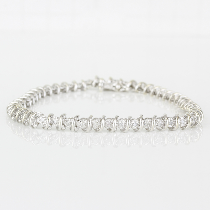 Men's 14k White Gold Iced Fancy Link 4-Carat Diamond Bracelet by KC Jewelry  - A&V Pawn