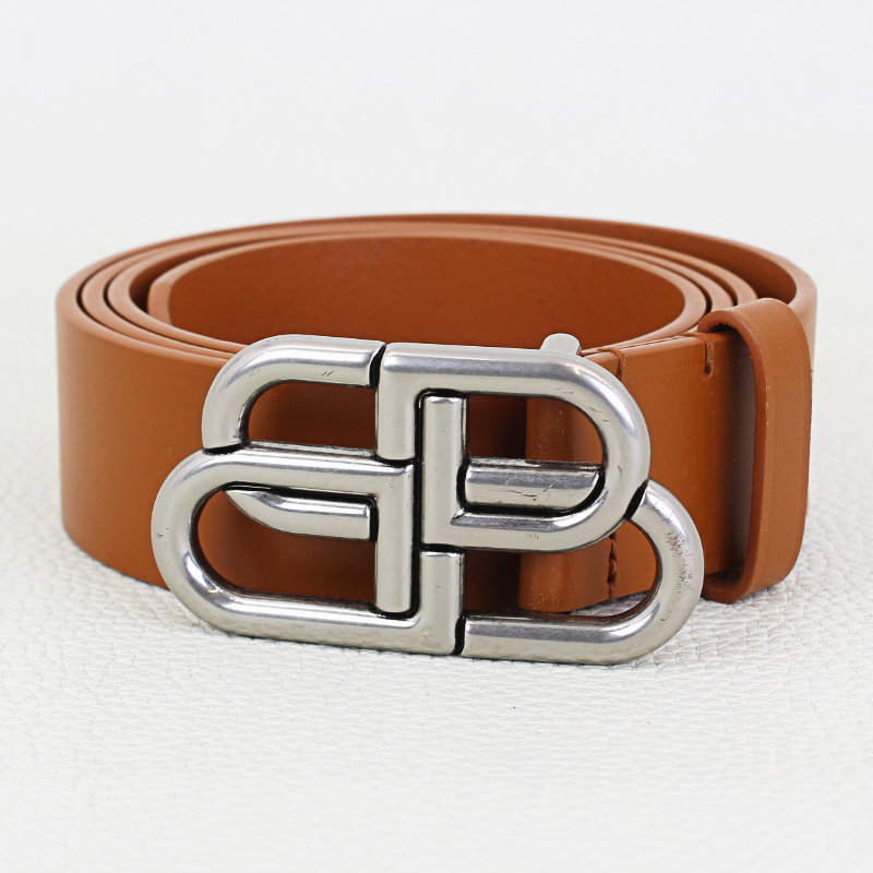 Balenciaga Logo Buckle Slim Leather Belt