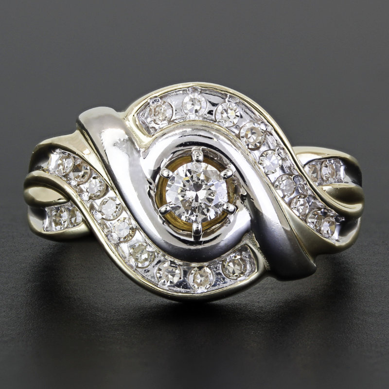 Meetbaar Trein Kust Vintage 10k Yellow + White Gold Cocktail / Anniversary Ring by Samuel Aaron  Inc. - A&V Pawn