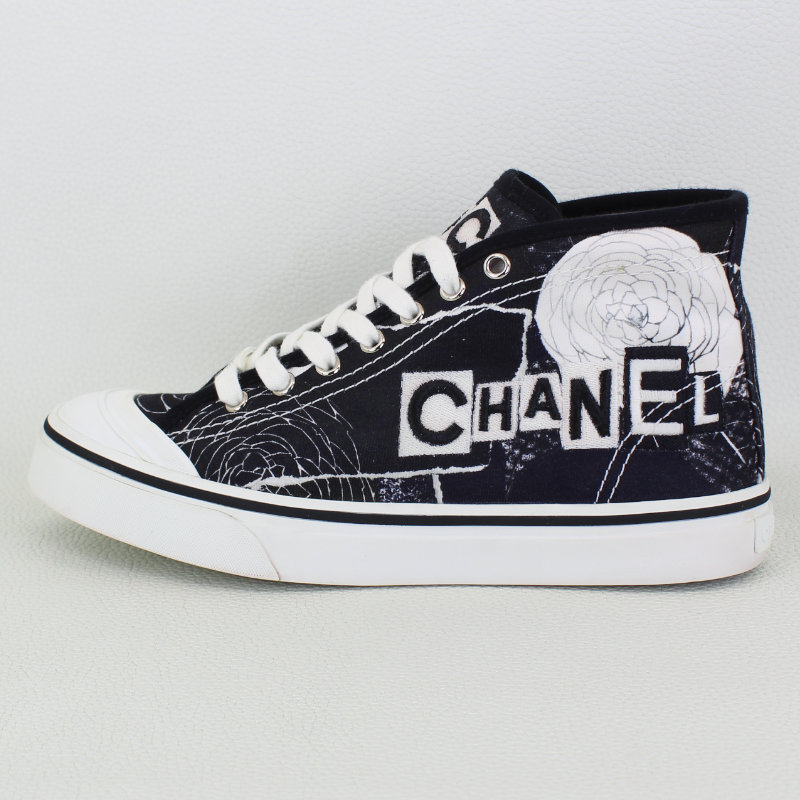 Chanel Graffiti Printed Fabric High Top Logo Sneakers - A&V Pawn