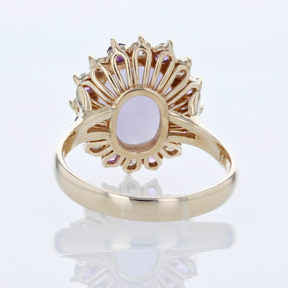 14K Yellow Gold Jade Cabochon Amethyst + Diamond Halo Anniversary Cocktail Ring (Copy) - Image 4