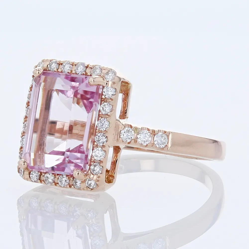 14K Rose Gold Kunzite & Diamond Anniversary Engagement Cocktail Ring by Ben Kho - Image 2