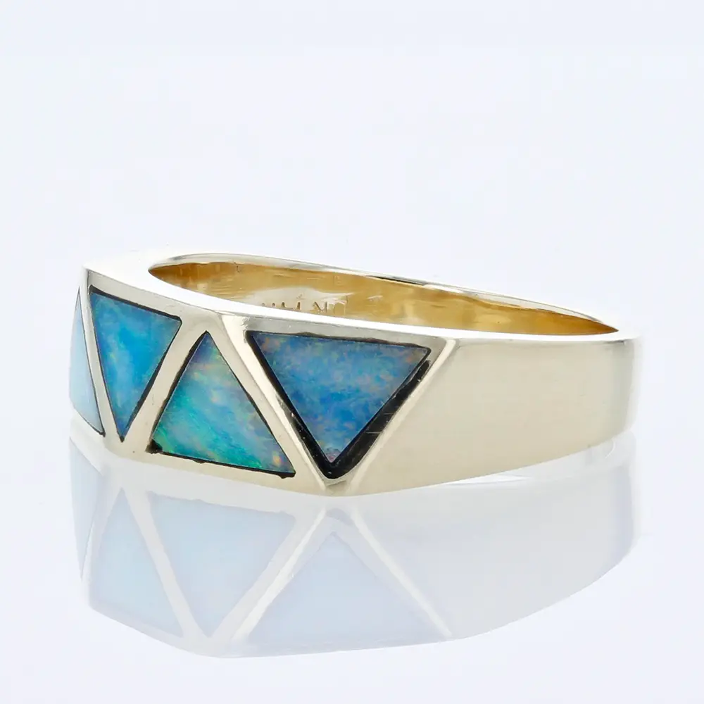 14K Yellow Gold Abalone Shell Inlay Band Ring by Dennis Kalisteo - Image 2