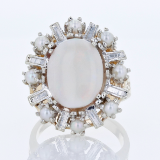 14 Karat Opal & Pearl Ring