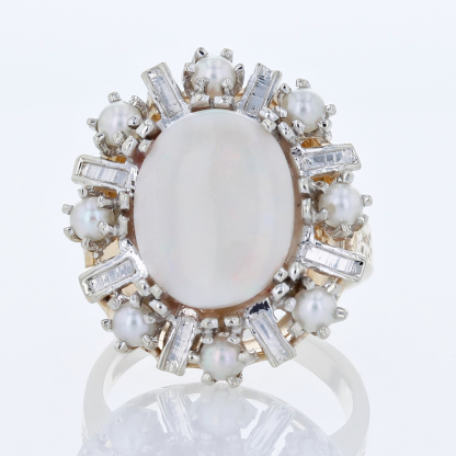 14 Karat Opal & Pearl Ring