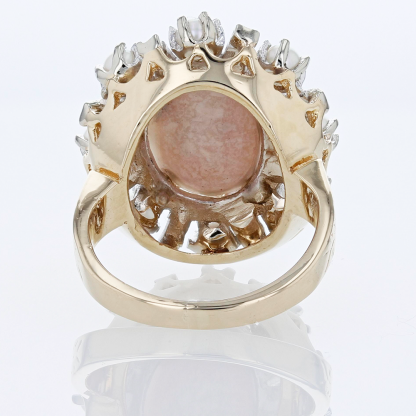 Vintage 14K Yellow Gold Oval Opal & Seed Pearl Halo Cocktail / Anniversary Ring (Copy) - Image 4