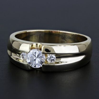 Vintage 14K Yellow Gold Three-Stone Diamond Anniversary / Wedding Band Ring