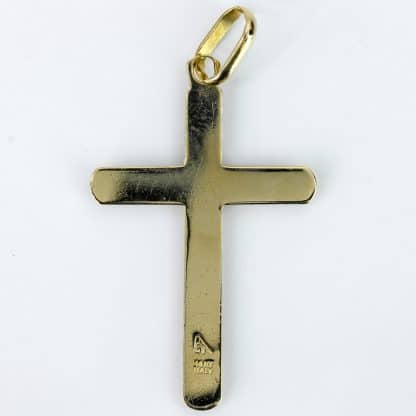 14k Two-Tone Yellow and White Gold Christian Cross Pendant Charm - Image 3
