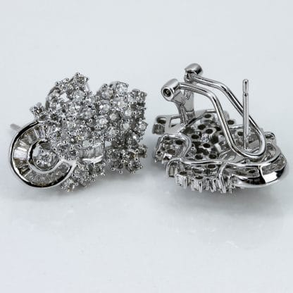 18k White Gold Diamond Cluster Earrings - Image 6