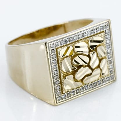 Vintage 10k Yellow Gold Nugget Style Cubic Zirconia Ring - Image 2