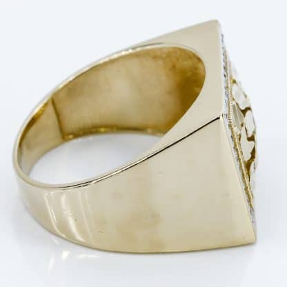 Vintage 10k Yellow Gold Nugget Style Cubic Zirconia Ring - Image 3