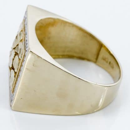 Vintage 10k Yellow Gold Nugget Style Cubic Zirconia Ring - Image 7