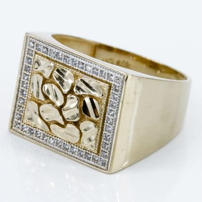 Vintage 10k Yellow Gold Nugget Style Cubic Zirconia Ring - Image 8
