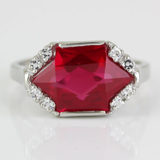 10k White Gold Lab-Created Ruby & Sapphire Ring