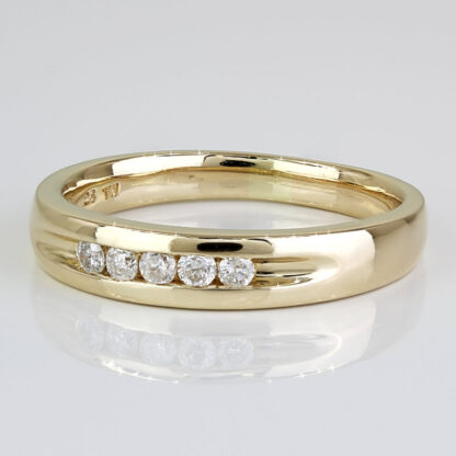 14k Yellow Gold Mens 5-Diamond Wedding Band Ring - Image 2