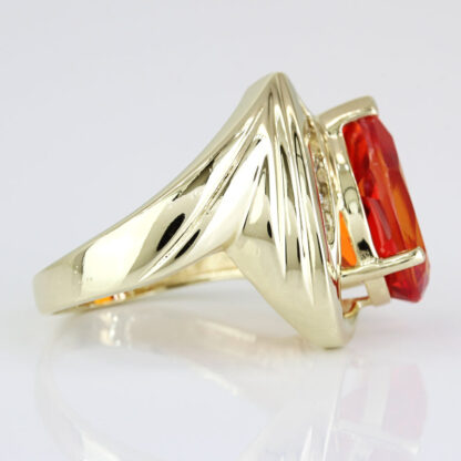 10k Yellow Gold Teardrop Orange & CZ Cubic Zirconia Gemstone Ring