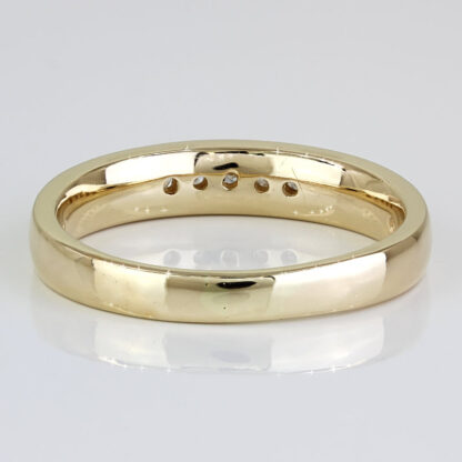 14k Yellow Gold Mens 5-Diamond Wedding Band Ring - Image 4