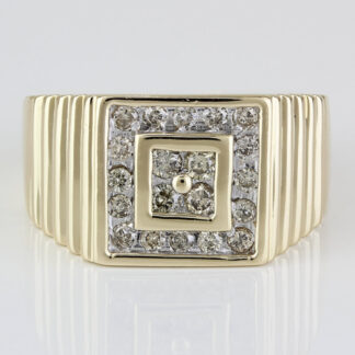 14k Yellow Gold Half Carat Vintage Diamond Men's Ring