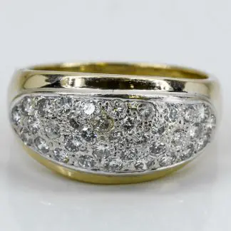 14K Yellow Gold Pavé Diamond Dome Anniversary Band/ Cocktail Ring