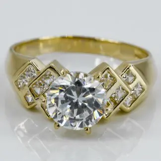 14k Yellow Gold CZ Cubic Zirconia Cocktail Ring