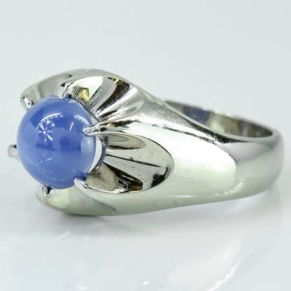 Vintage 14k White Gold Linde Lindy Blue Star Simulated Gemstone Cocktail Ring - Image 4