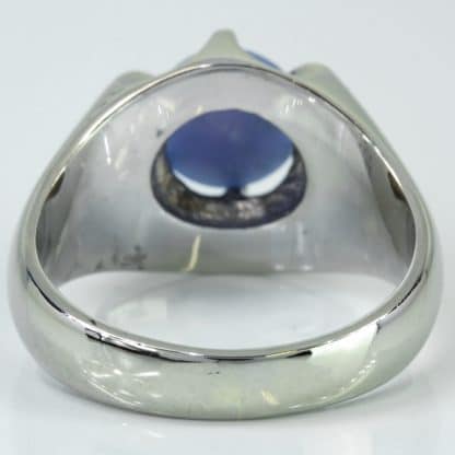 Vintage 14k White Gold Linde Lindy Blue Star Simulated Gemstone Cocktail Ring - Image 6