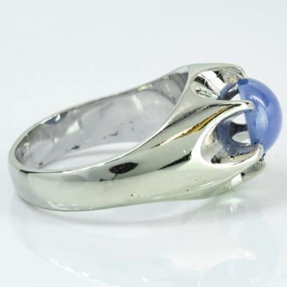 Vintage 14k White Gold Linde Lindy Blue Star Simulated Gemstone Cocktail Ring - Image 5