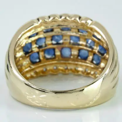 Vintage 14k Yellow Gold Sapphire and Diamond Anniversary Band Cocktail Ring - Image 4