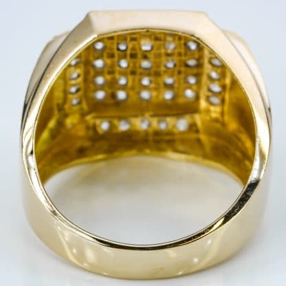 10K Yellow Gold Brushed Men's Diamond Statement Ring - Image 4