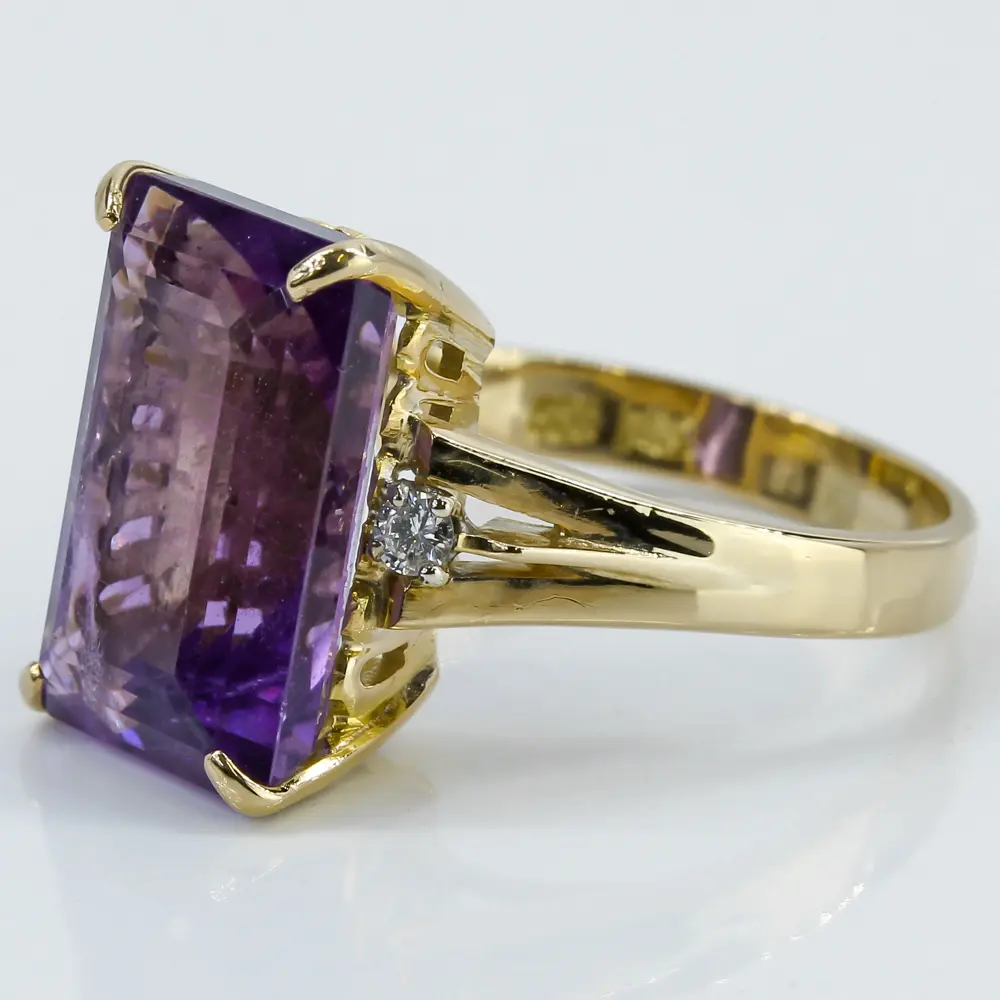 Violet Amethyst Aura Ring Gold Vermeil / 9 - 14K Yellow Gold Vermeil - Spiritual Fine Jewelry - AWE Inspired