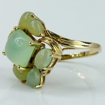 Vintage 14k Yellow Gold with Green Prehnite Statement Ring