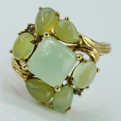 Vintage 14k Yellow Gold with Green Prehnite Statement Ring - Image 2
