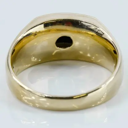 10k Yellow Gold Diamond & Onyx Brushed Band Ring