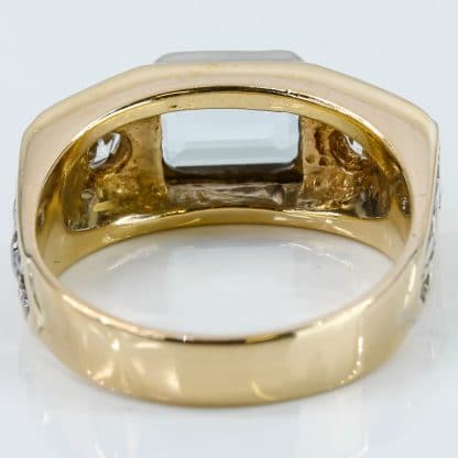 Vintage 18k Two-Tone White & Yellow Gold Topaz & Diamond Men's Ring - Image 4