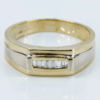 14k Two-Tone Yellow & White Gold Baguette Diamond Anniversary Wedding Band Ring