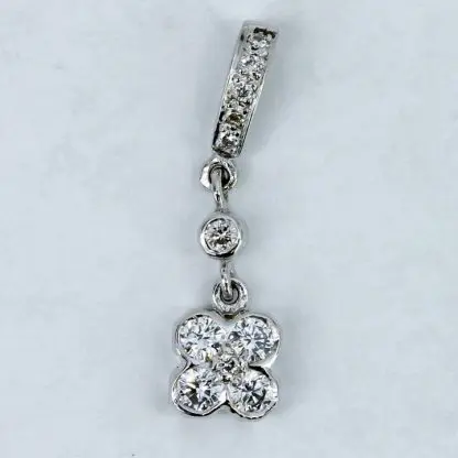 14k White Gold Diamond Clover Pendant