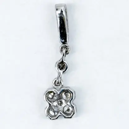 14k White Gold Diamond Clover Pendant - Image 3