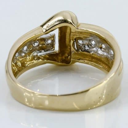 14k Yellow & White Gold CZ Cubic Zirconia Stone Buckle Ring Band - Image 4