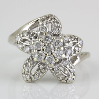 14k White Gold Diamond Flower Cocktail Ring