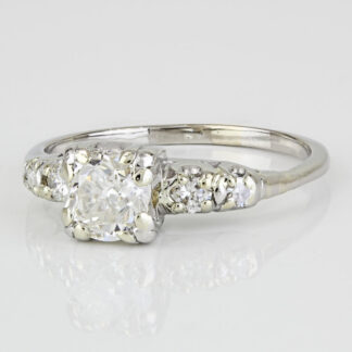 Vintage Palladium Euro Cut Diamond Art Deco Engagement Wedding Ring