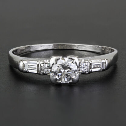 Vintage Platinum and Diamond Solitaire Bridal Wedding Engagement Ring by Granat Bros.