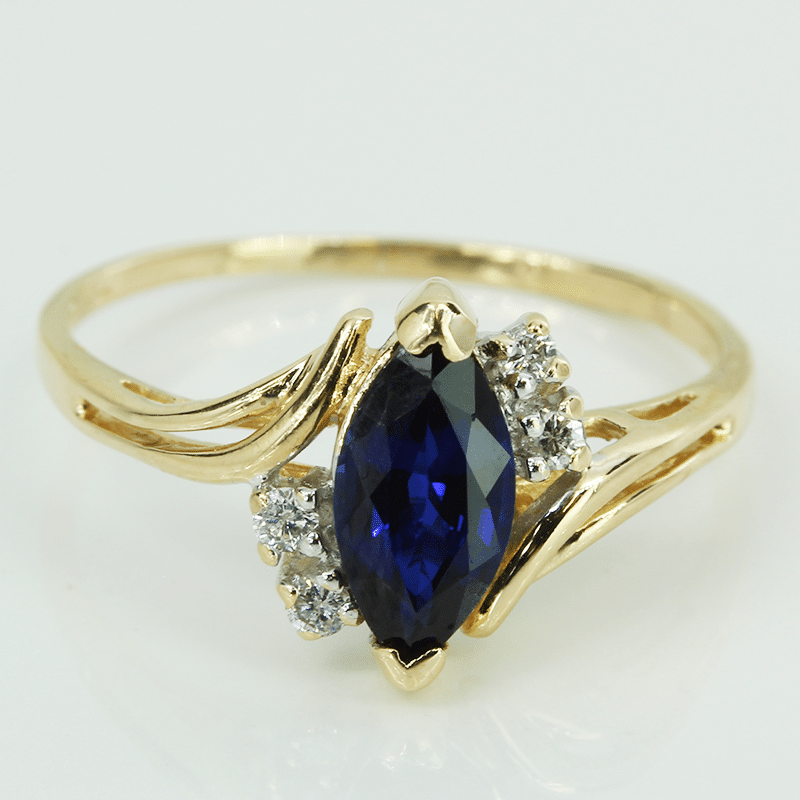 14k Gold Blue Stone & Diamonds Ring - A&V Pawn