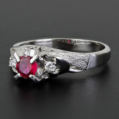 Platinum Solitaire Ruby And Diamond Anniversary Bridal Wedding Engagement Ring