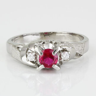 Platinum Solitaire Ruby And Diamond Anniversary Bridal Wedding Engagement Ring