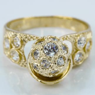 14k Yellow Gold Cubic Zirconia Spinner Ring