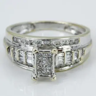 14k White Gold Princess Diamond Anniversary / Cocktail / Wedding Engagement Ring